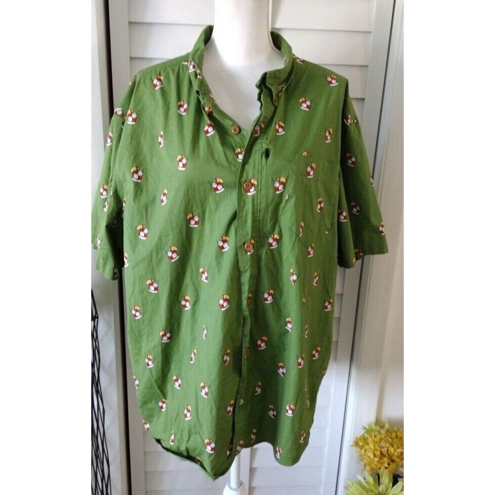 Duluth Trading Untucked Men's Cocktail Print short sleeve casual‎ shirt 2XL